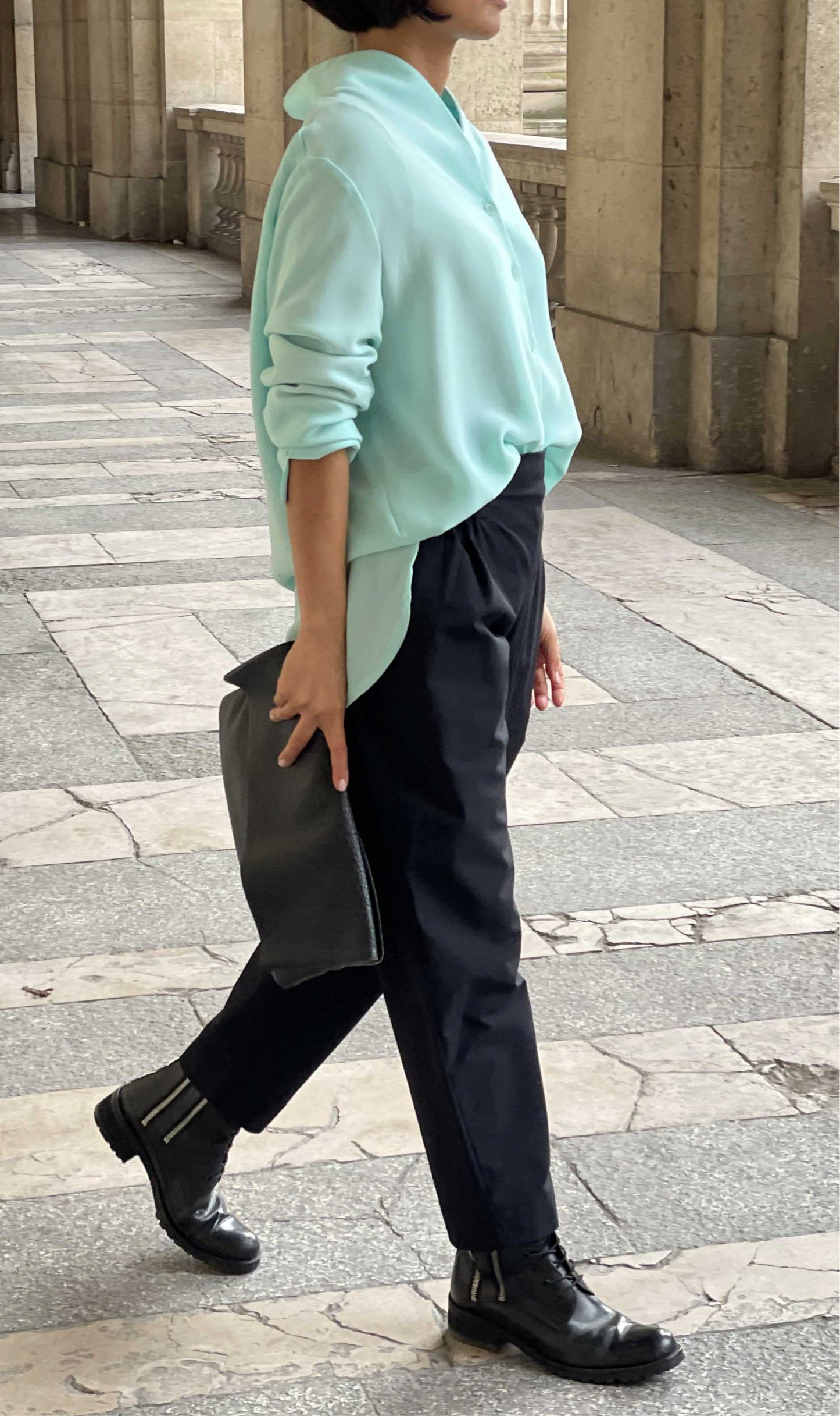 Chemise Aqua Blue - col châle