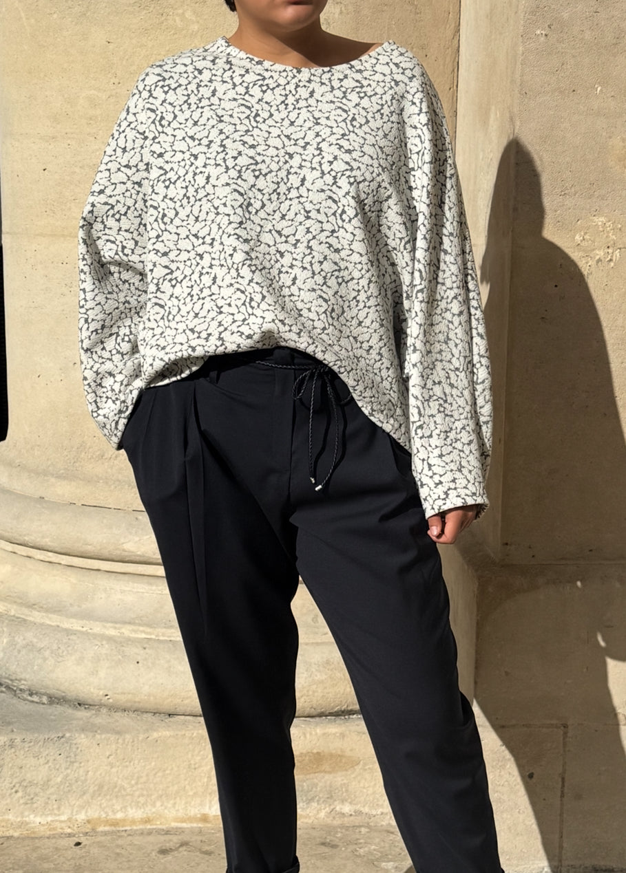 Blouse en Jacquard brodé motif léopard