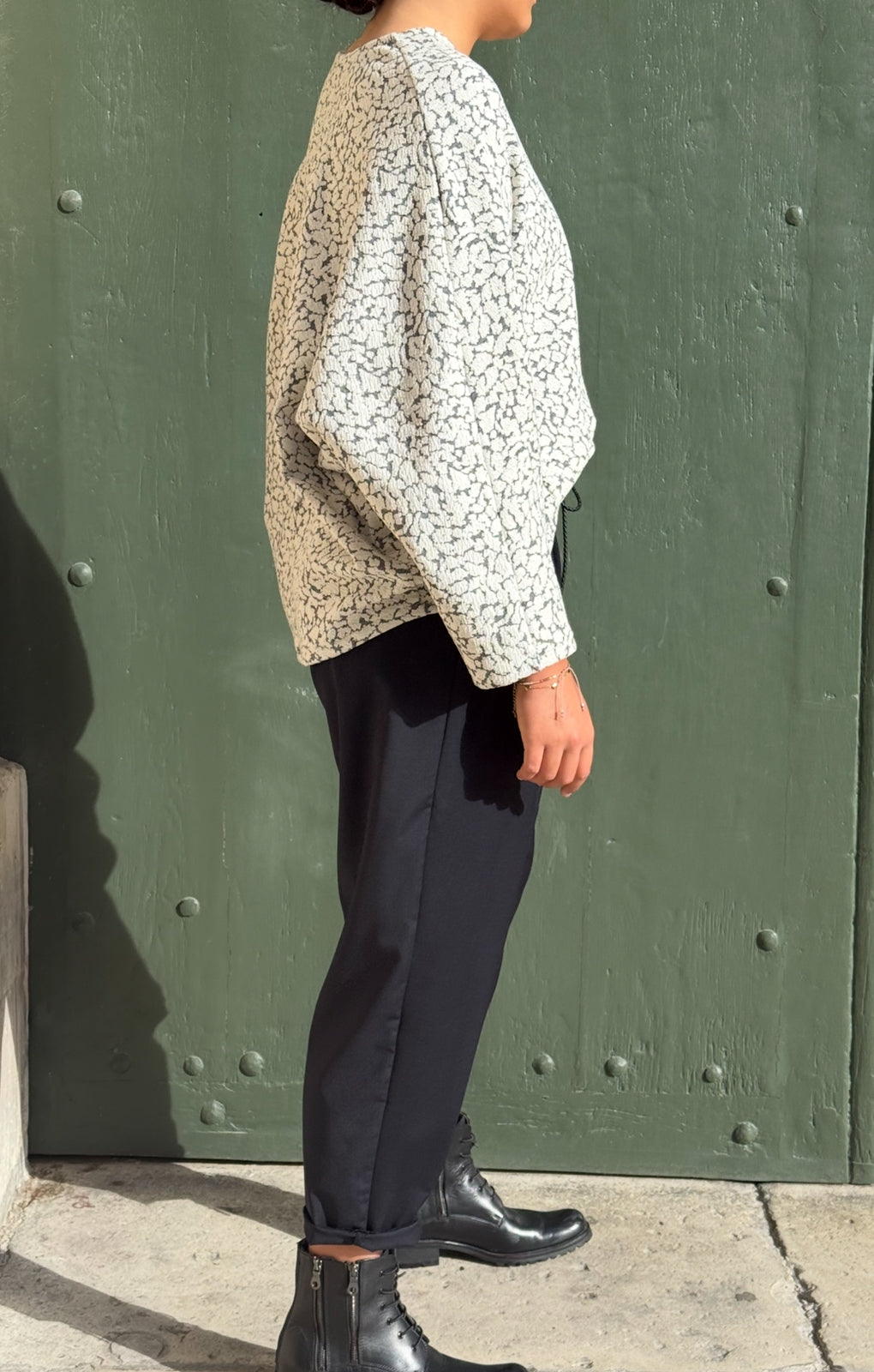Blouse en Jacquard brodé motif léopard