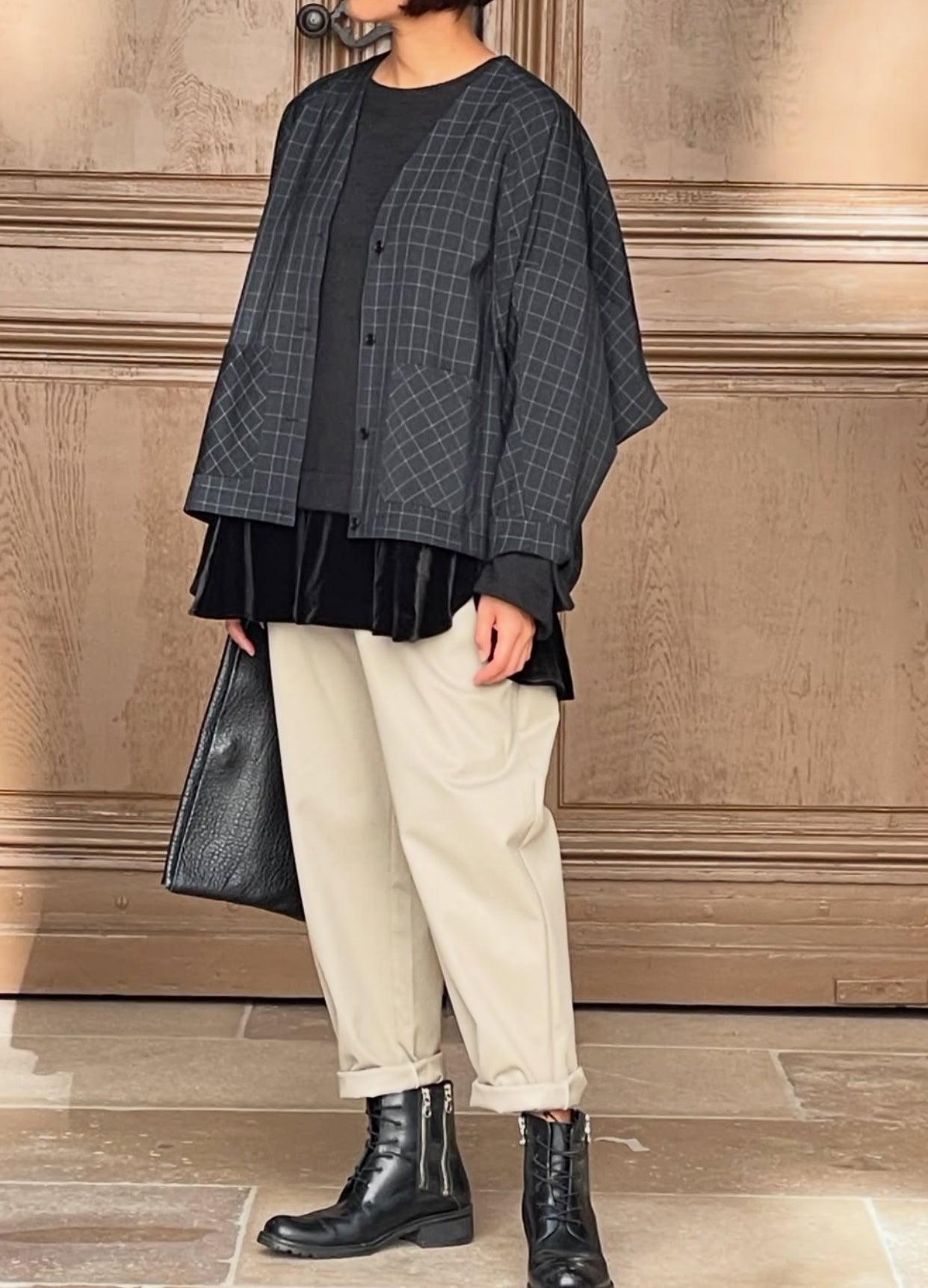Blouse en maille de laine avec franges en velours