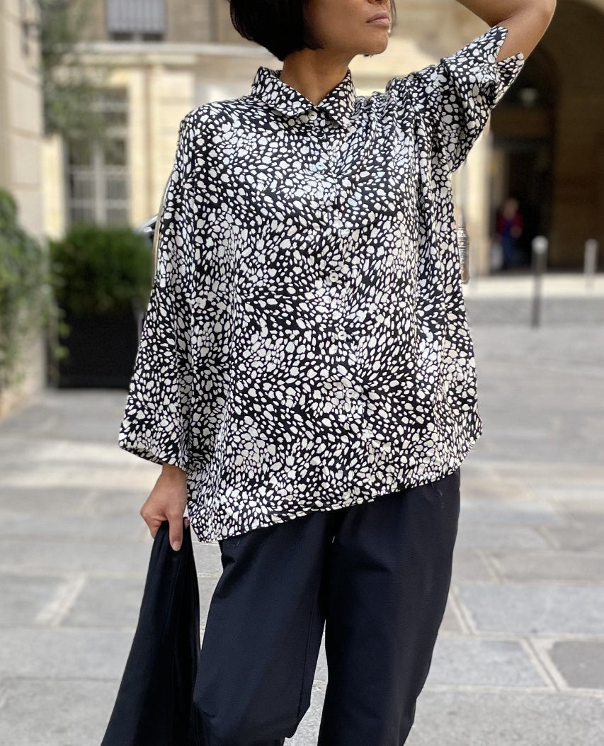 Chemise manches longues, imprimé léopard