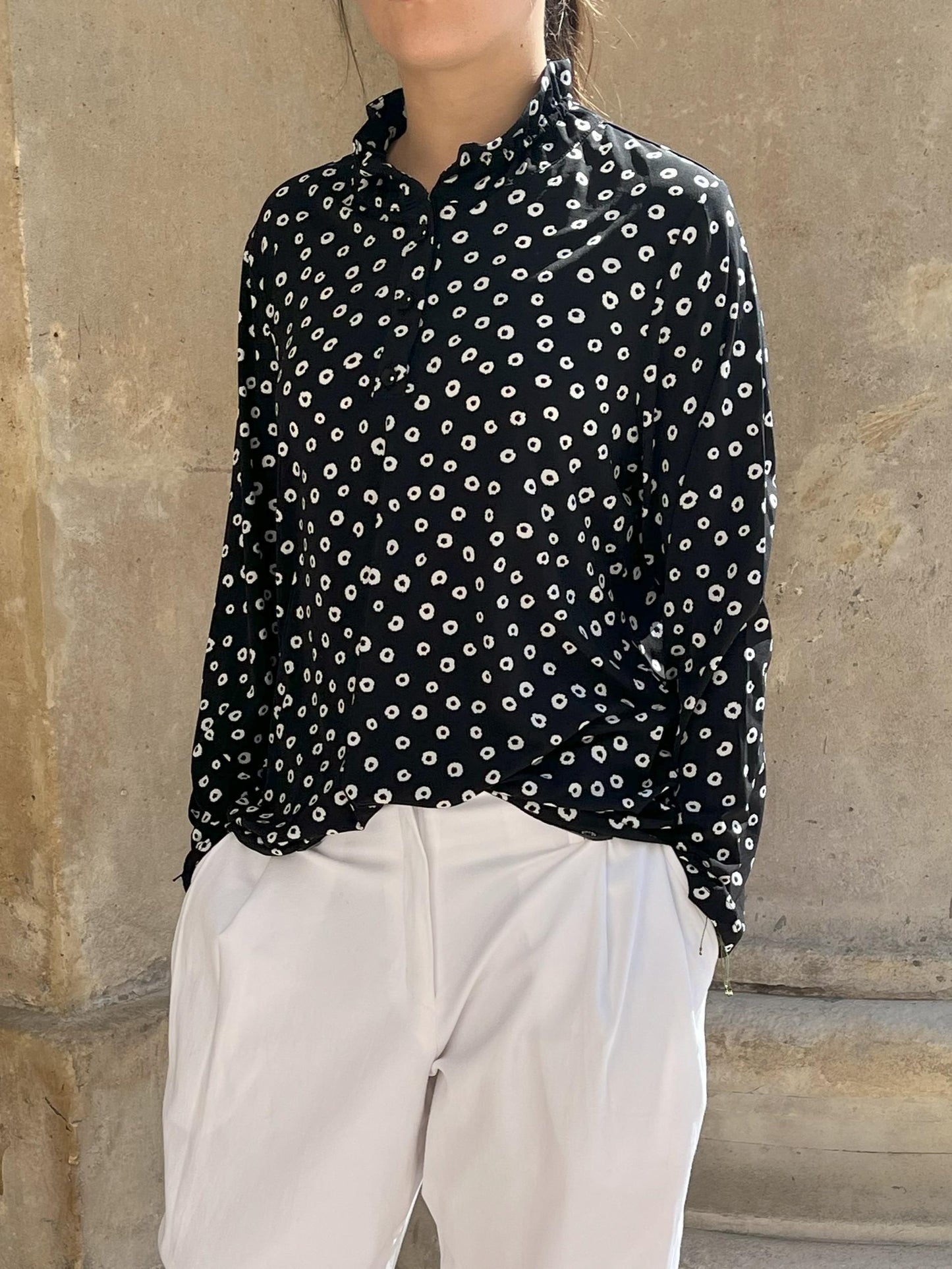 Chemise en jersey doux, imprimé pétales raffiné