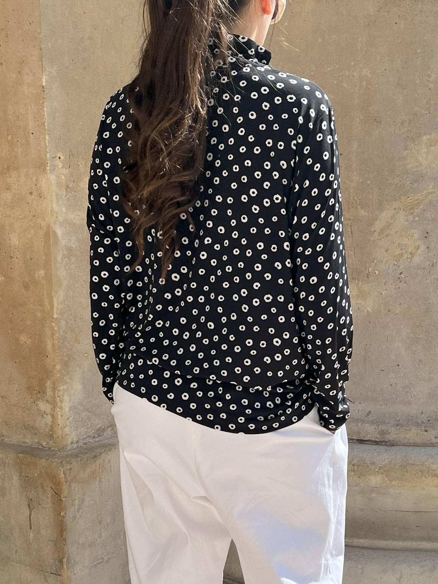 Chemise en jersey doux, imprimé pétales raffiné