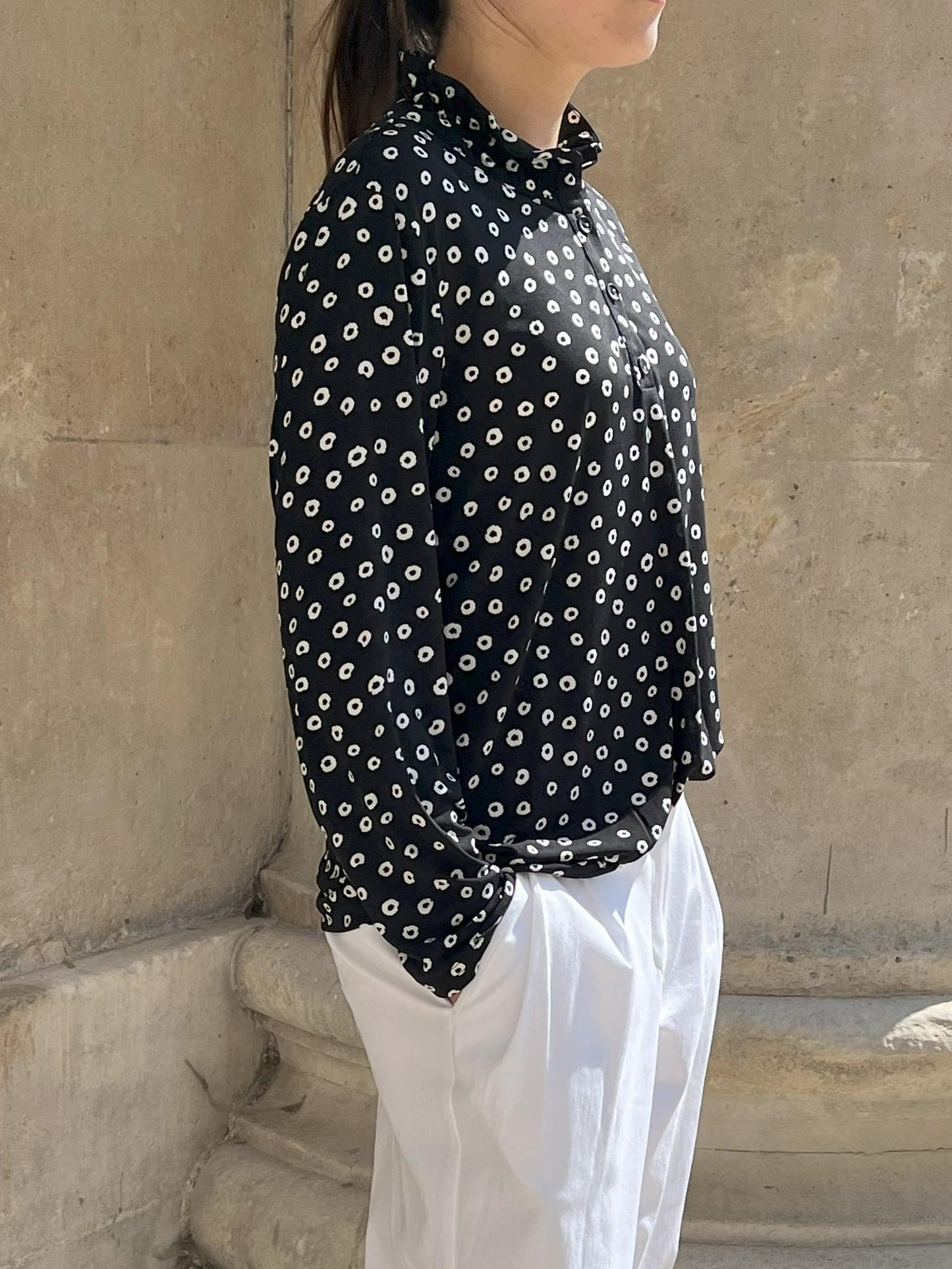Chemise en jersey doux, imprimé pétales raffiné