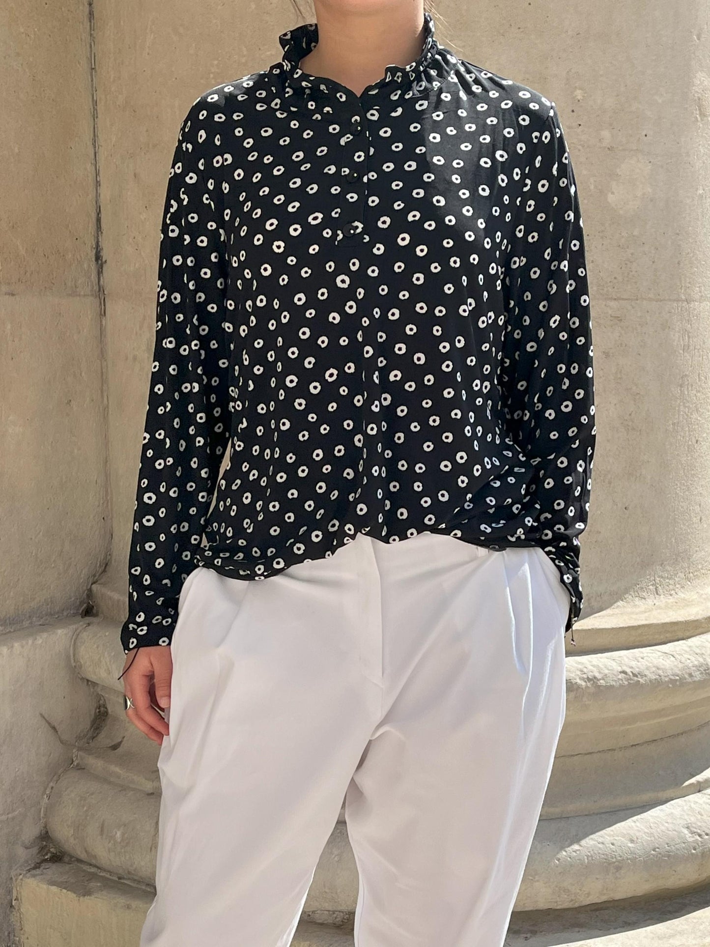 Chemise en jersey doux, imprimé pétales raffiné