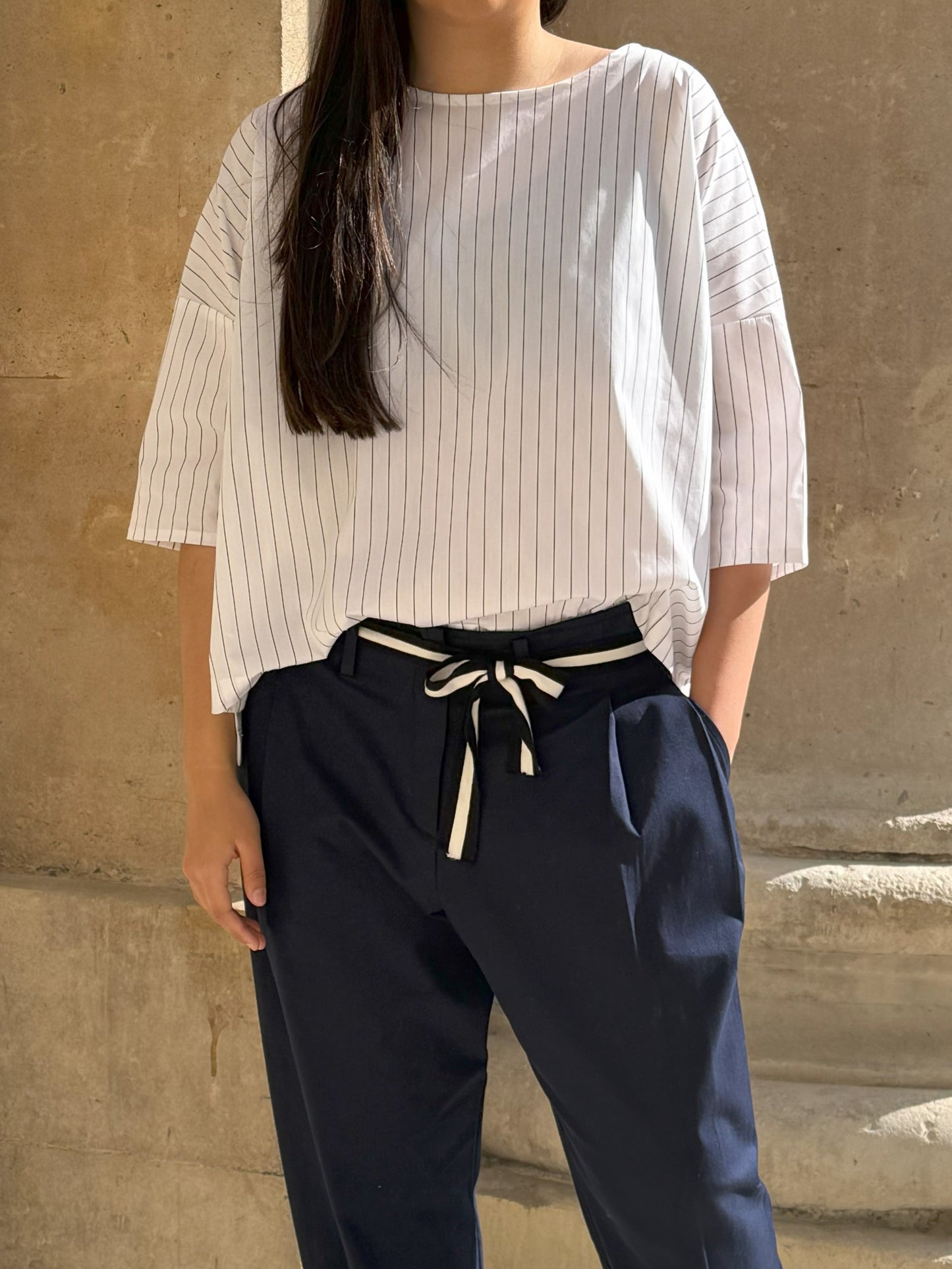 Blouse rayures noires
