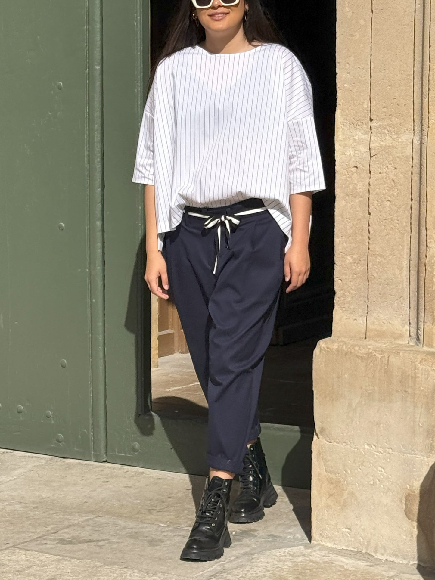 Blouse rayures noires