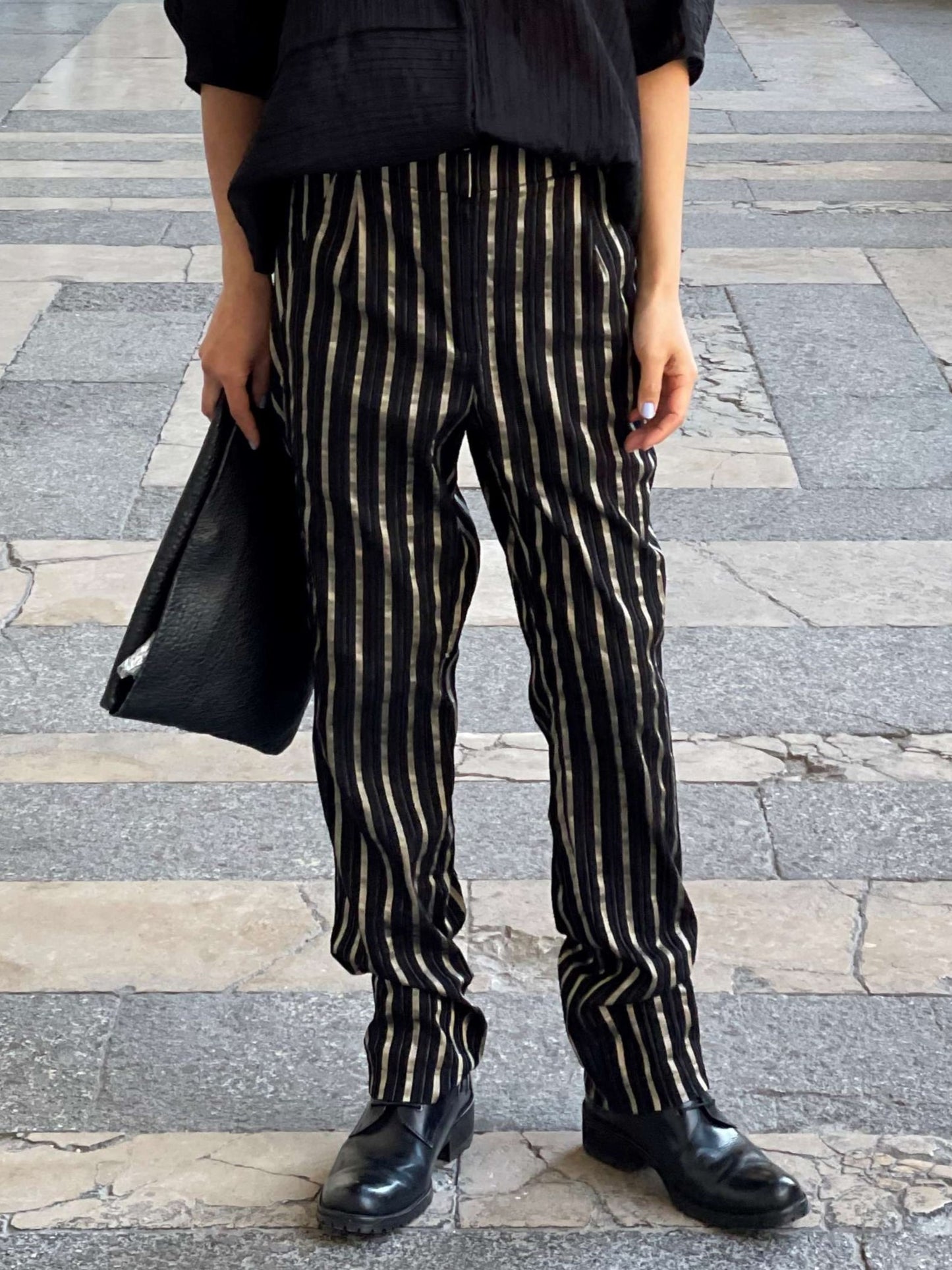 Pantalon rayures dorées