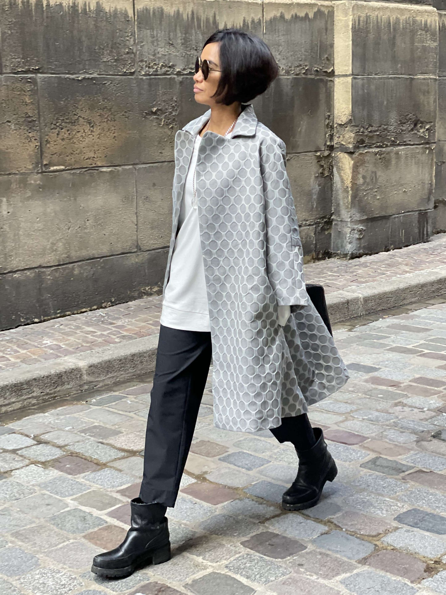 Manteau Gris Jacquard