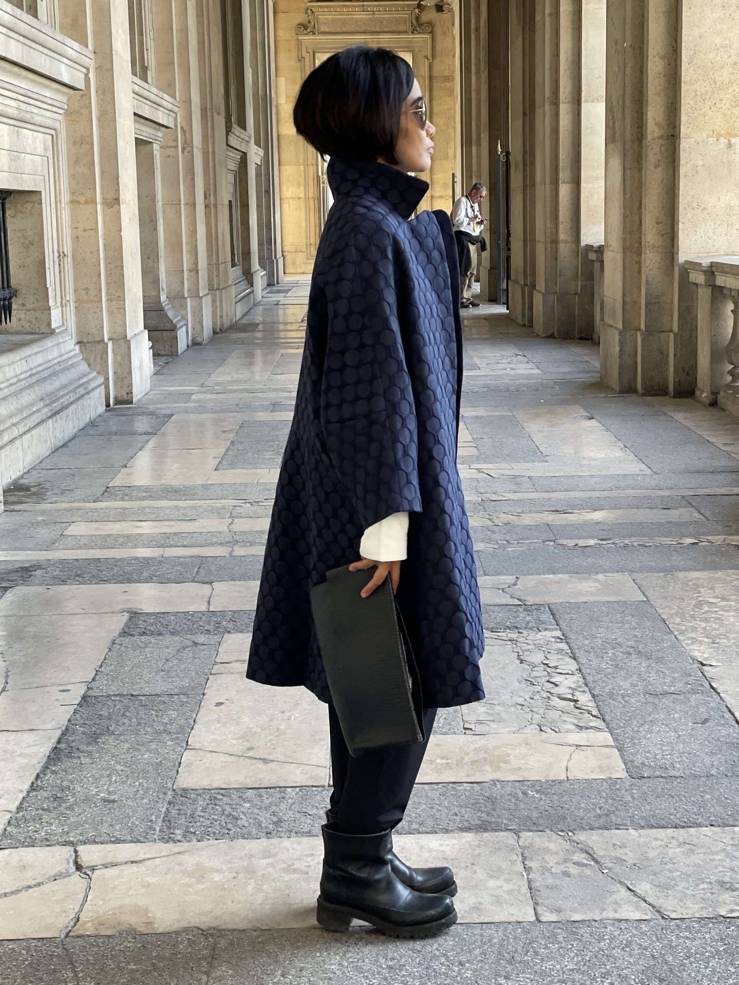 Manteau Bleu Marine Jacquard