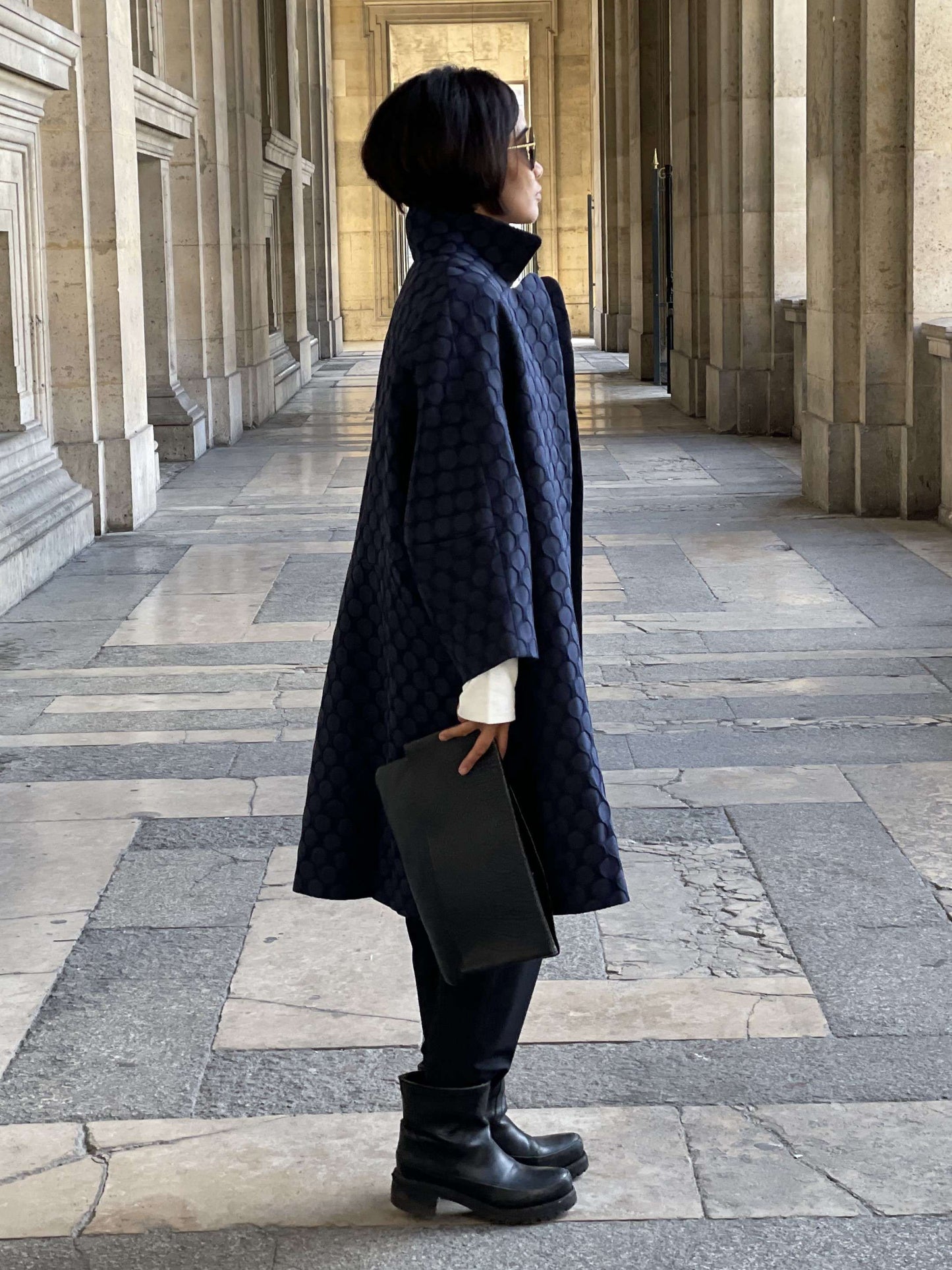 Manteau Bleu Marine Jacquard