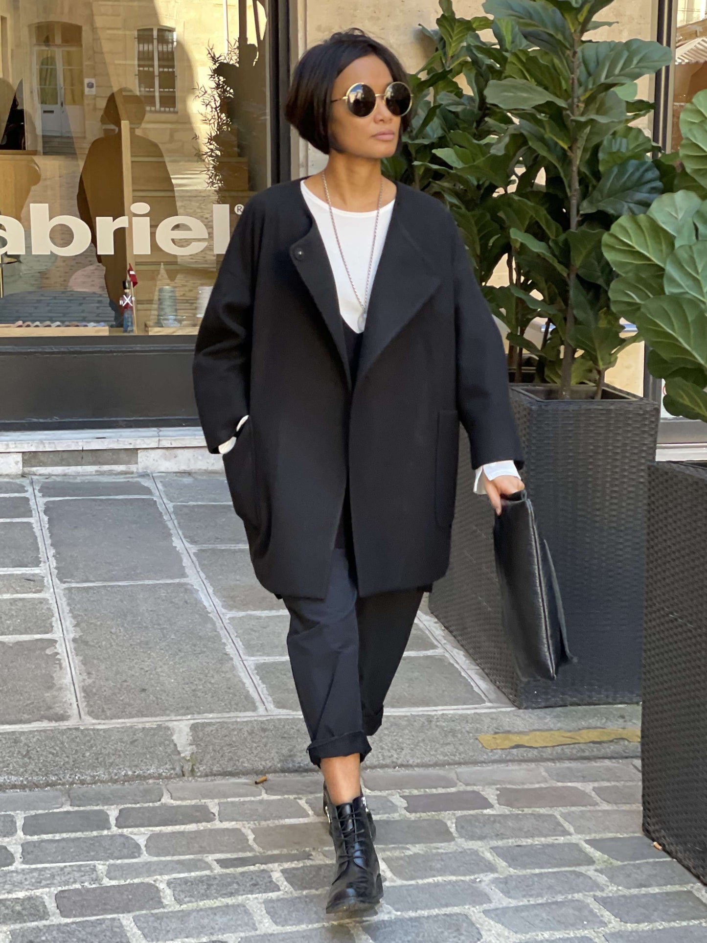 Manteau croisé Gris Perle