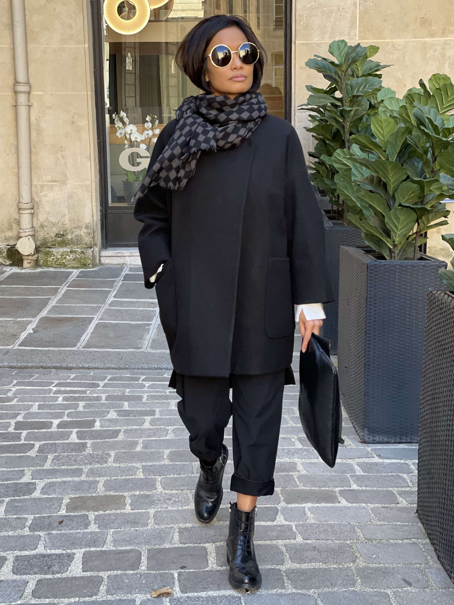 Manteau croisé Gris Perle