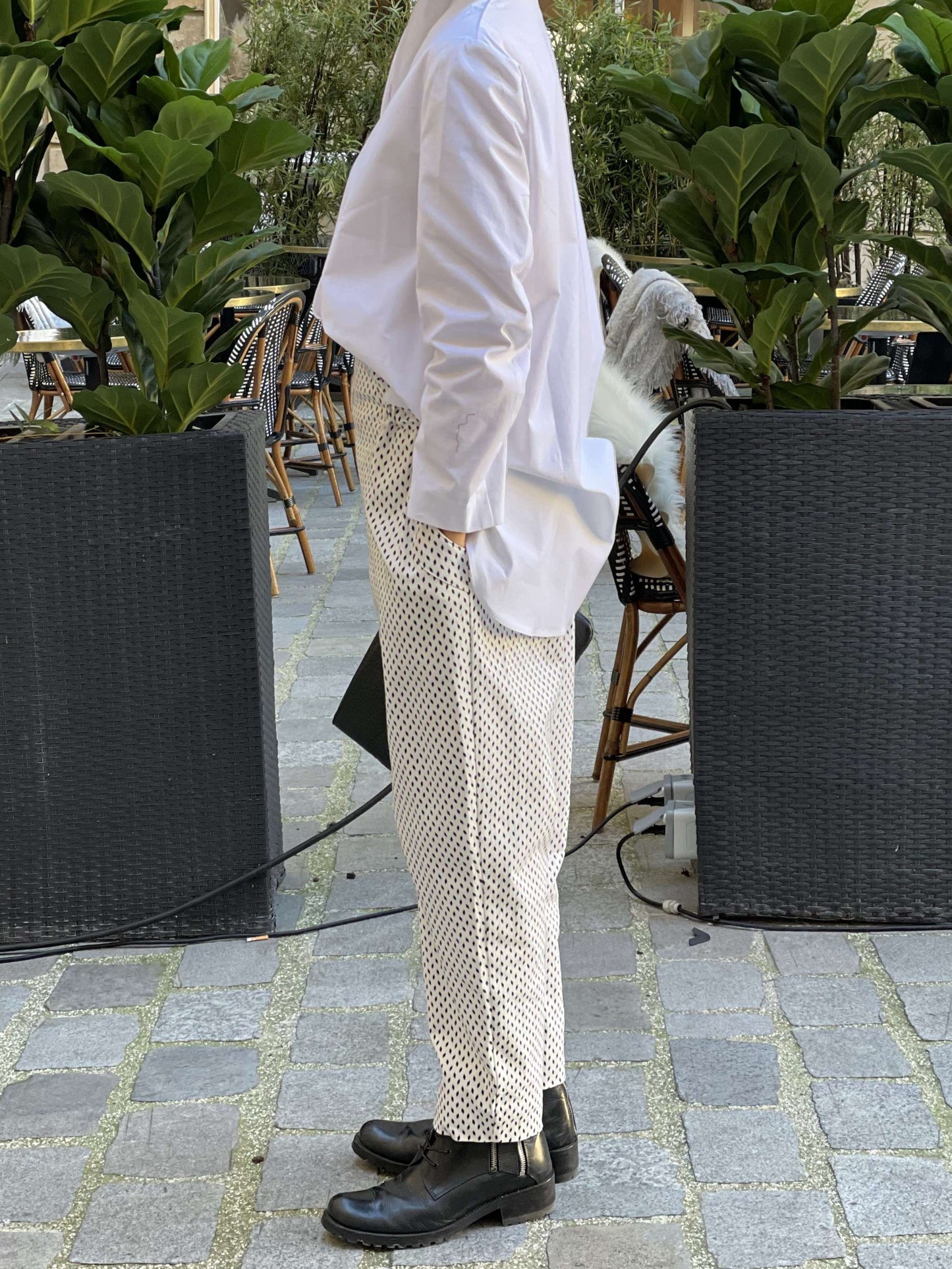Pantalon cigarette imprimé losanges