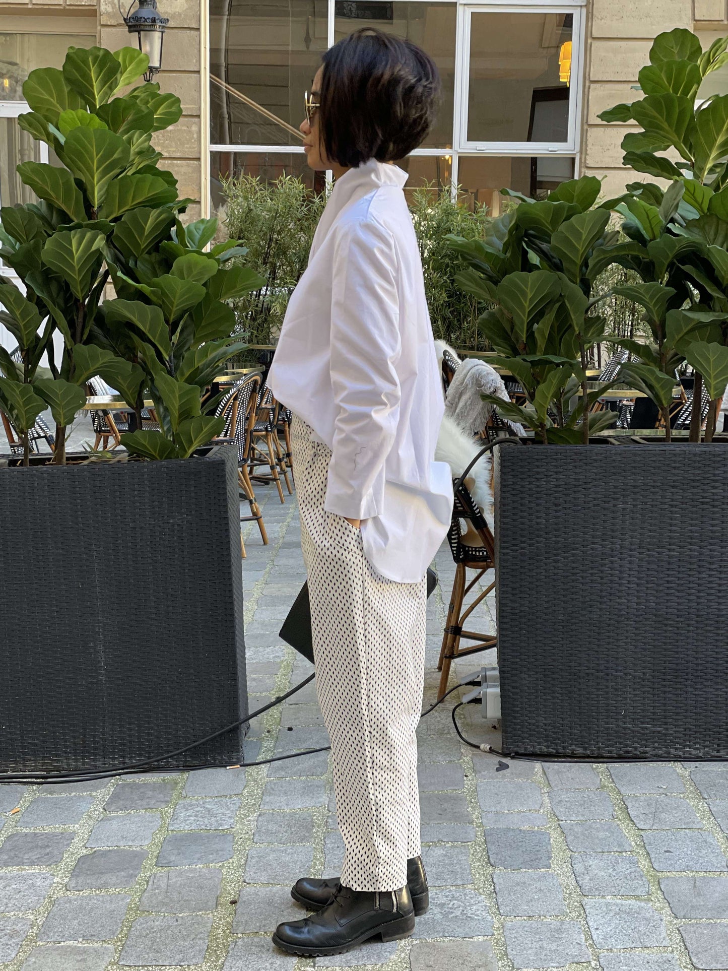 Pantalon cigarette imprimé losanges