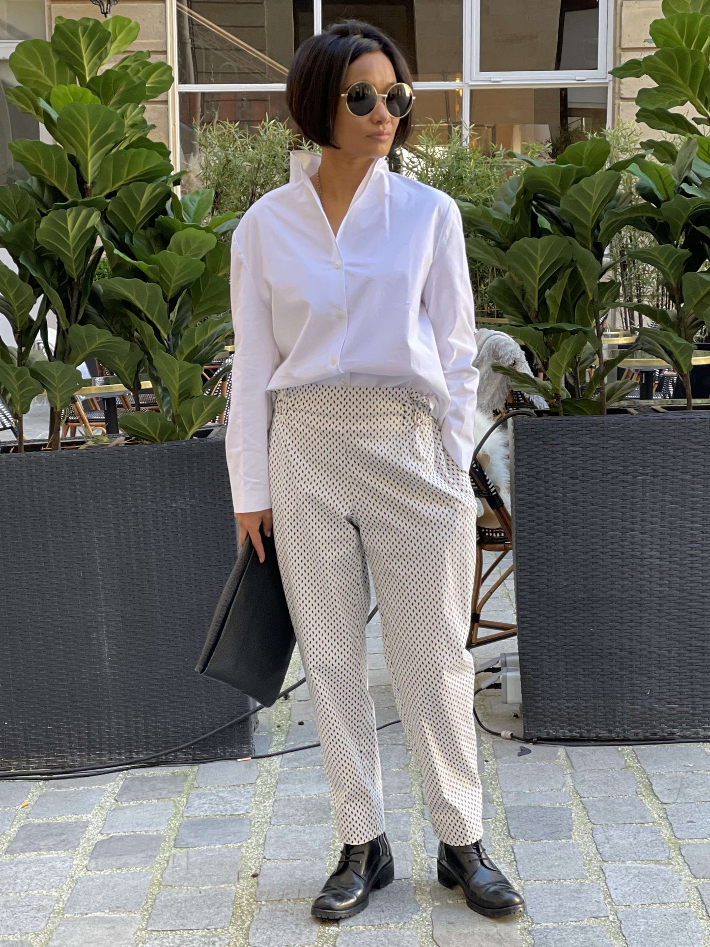 Pantalon cigarette imprimé losanges