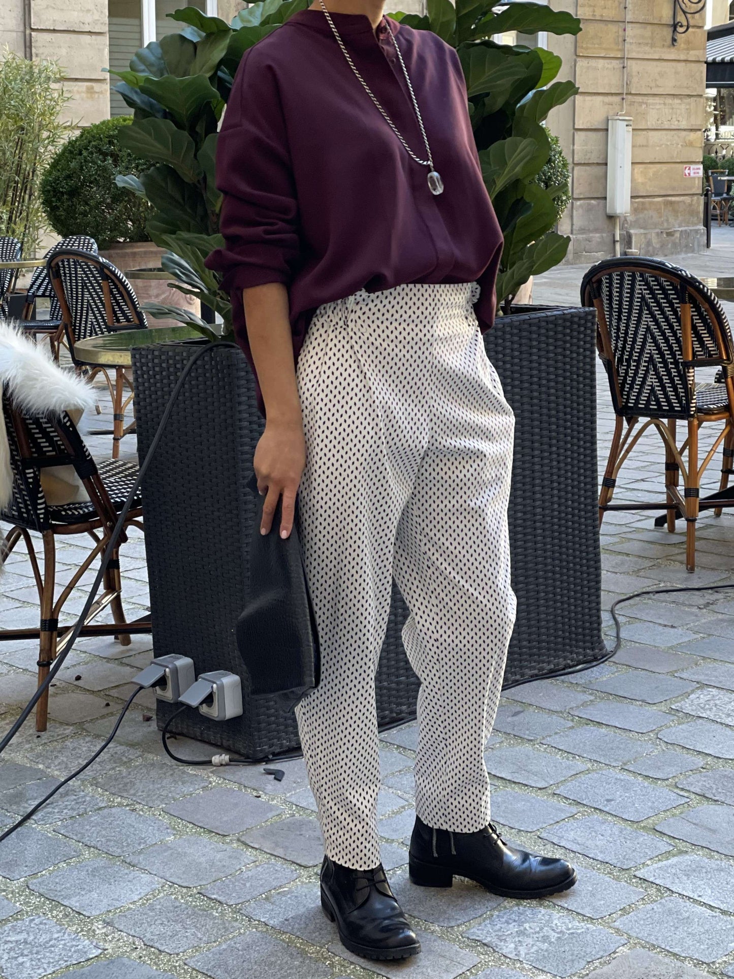 Pantalon cigarette imprimé losanges