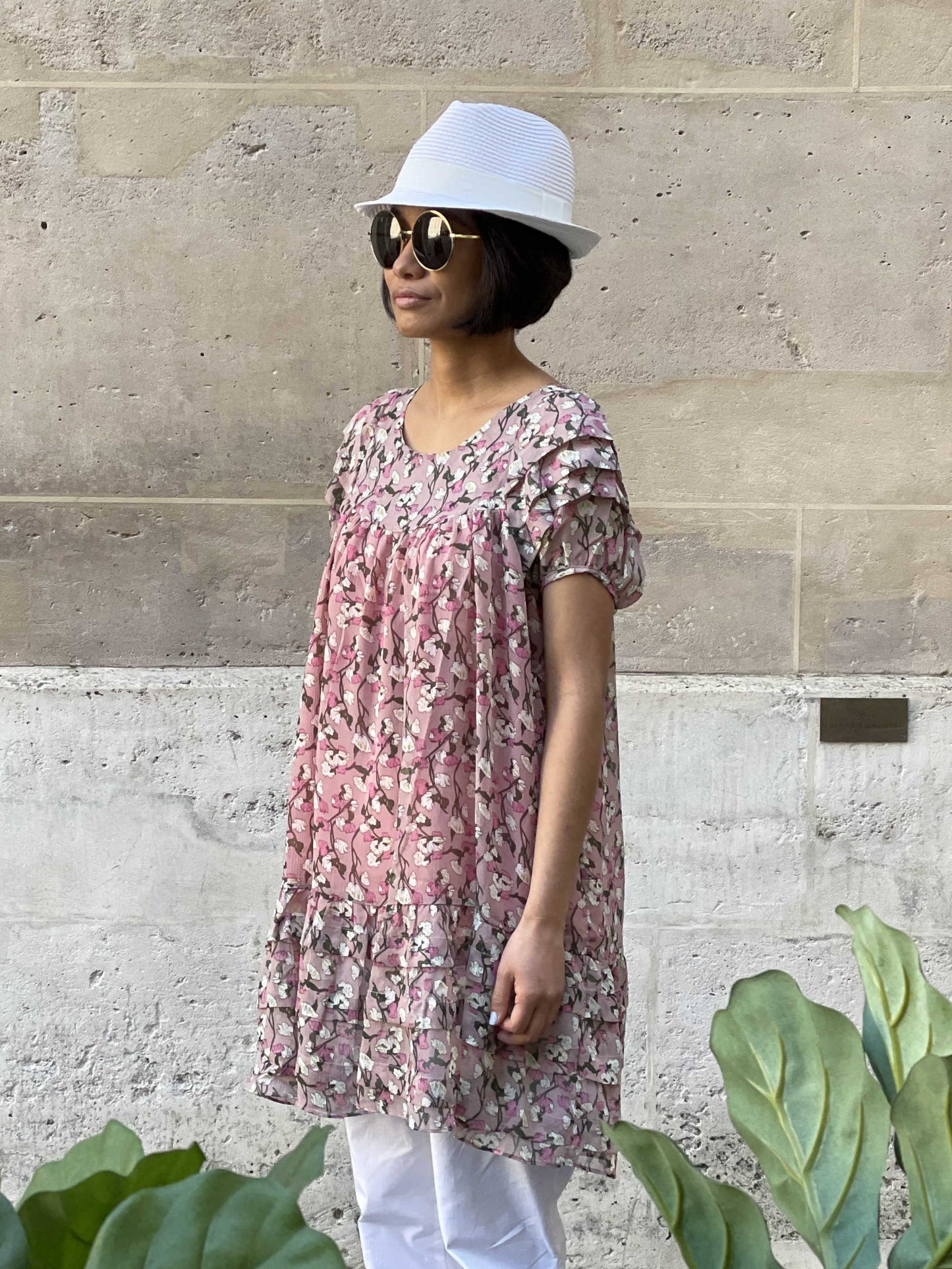 Robe rose imprimé floral