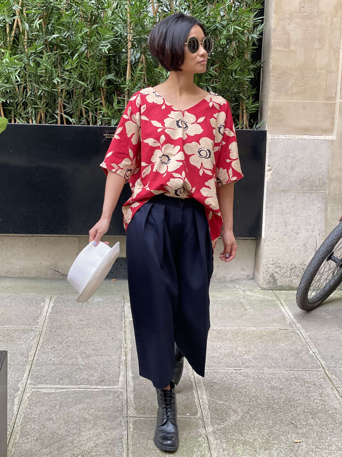 Pantalon large raccourci