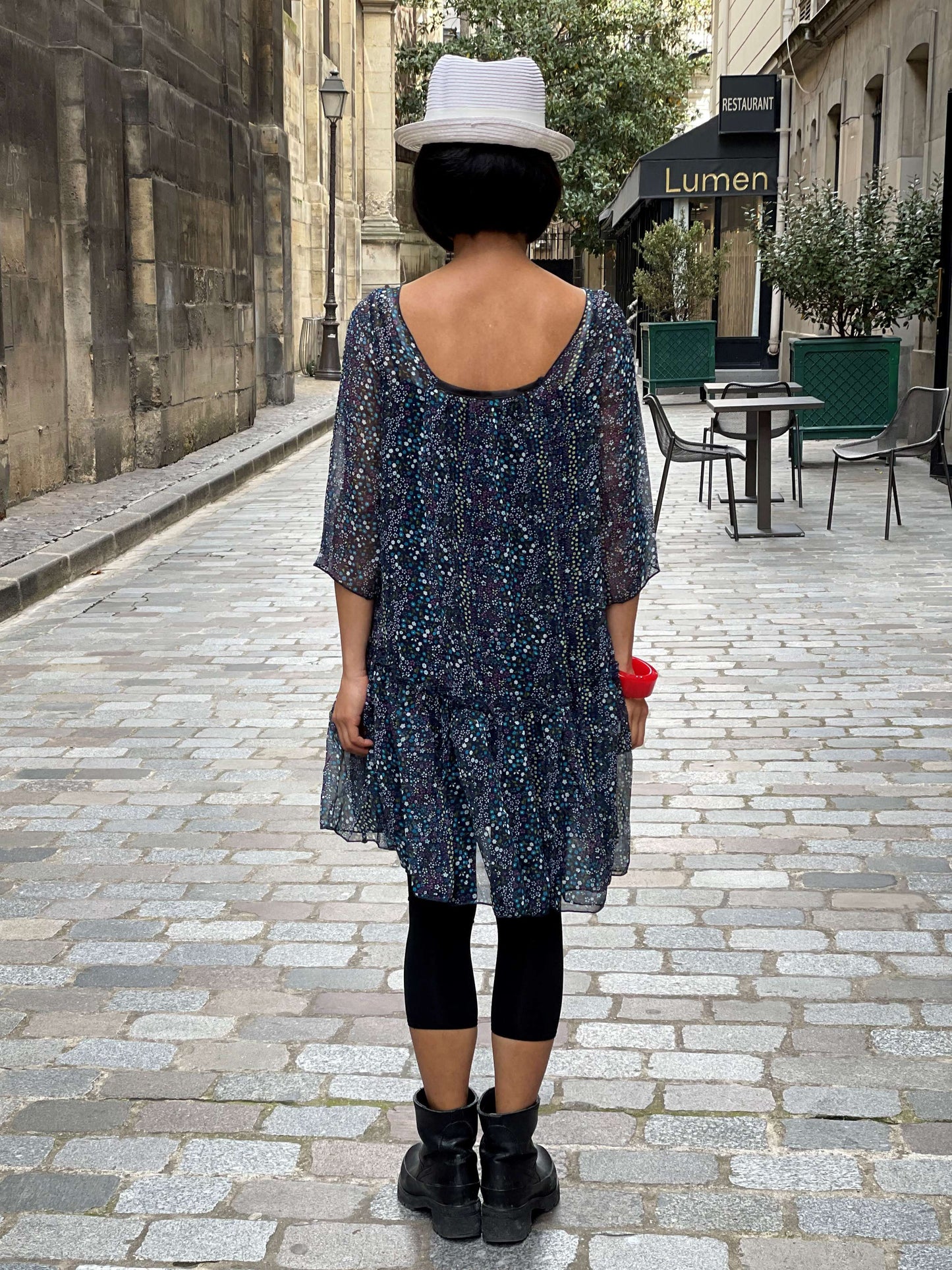 Robe bleue imprimé floral