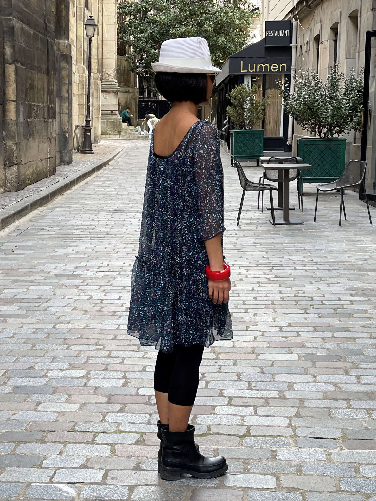 Robe bleue imprimé floral