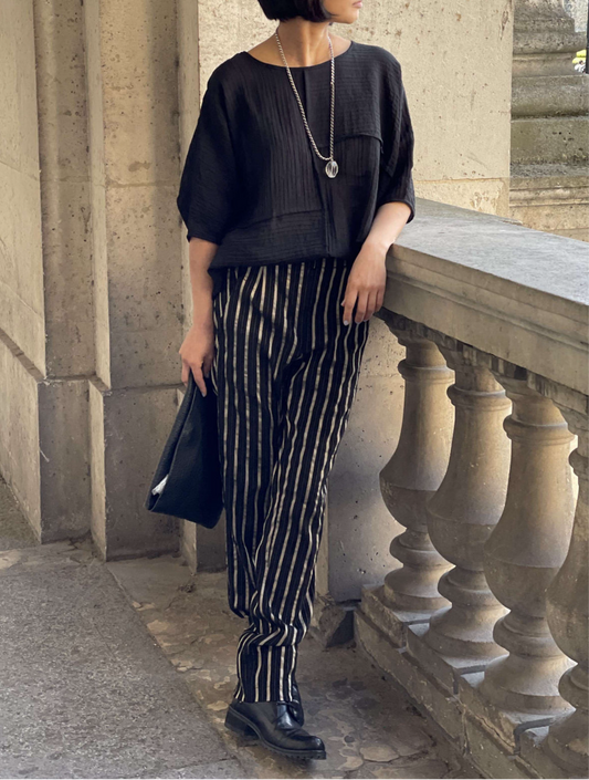 Pantalon rayures dorées