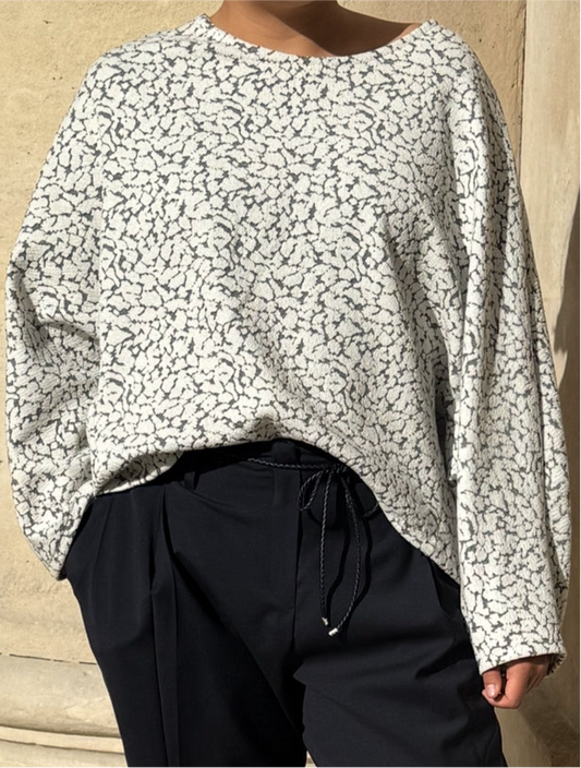 Blouse en Jacquard brodé motif léopard