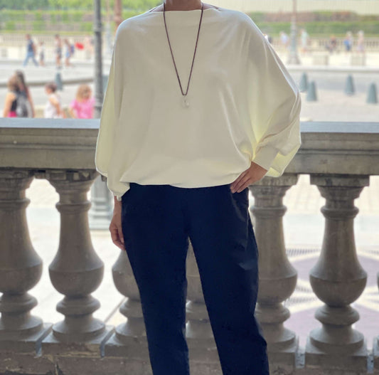 Pull ample blanc cassé