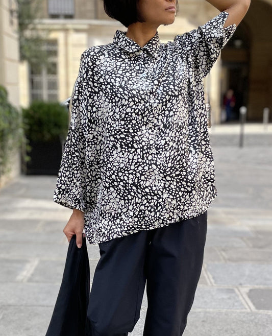 Chemise manches longues, imprimé léopard