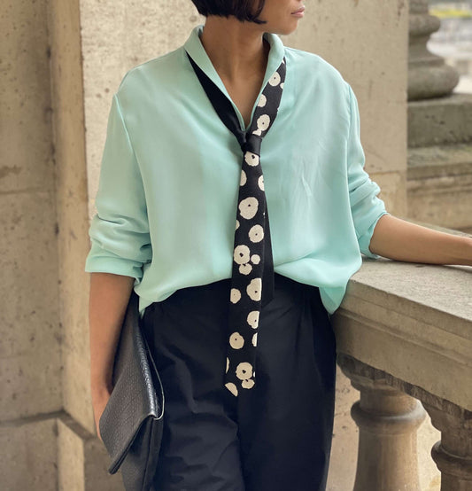 Chemise Aqua Blue - col châle