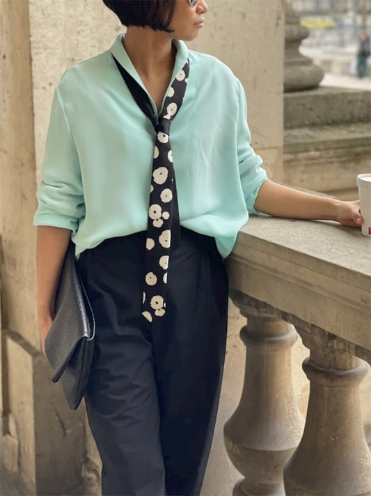 Chemise Aqua Blue - col châle