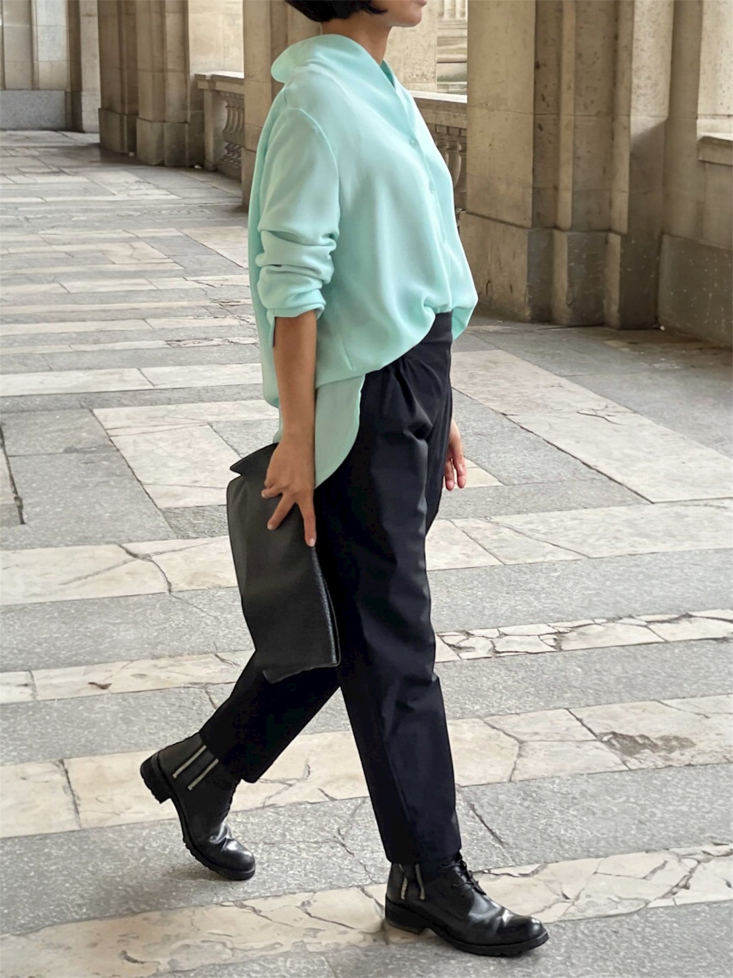 Chemise Aqua Blue - col châle