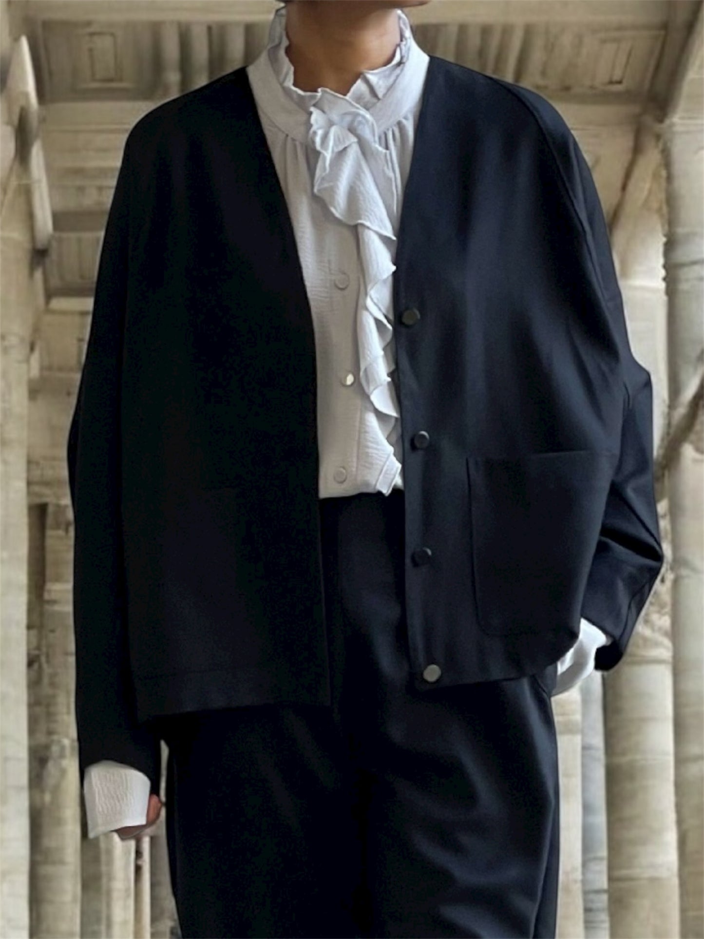 Veste en laine Noir épuré