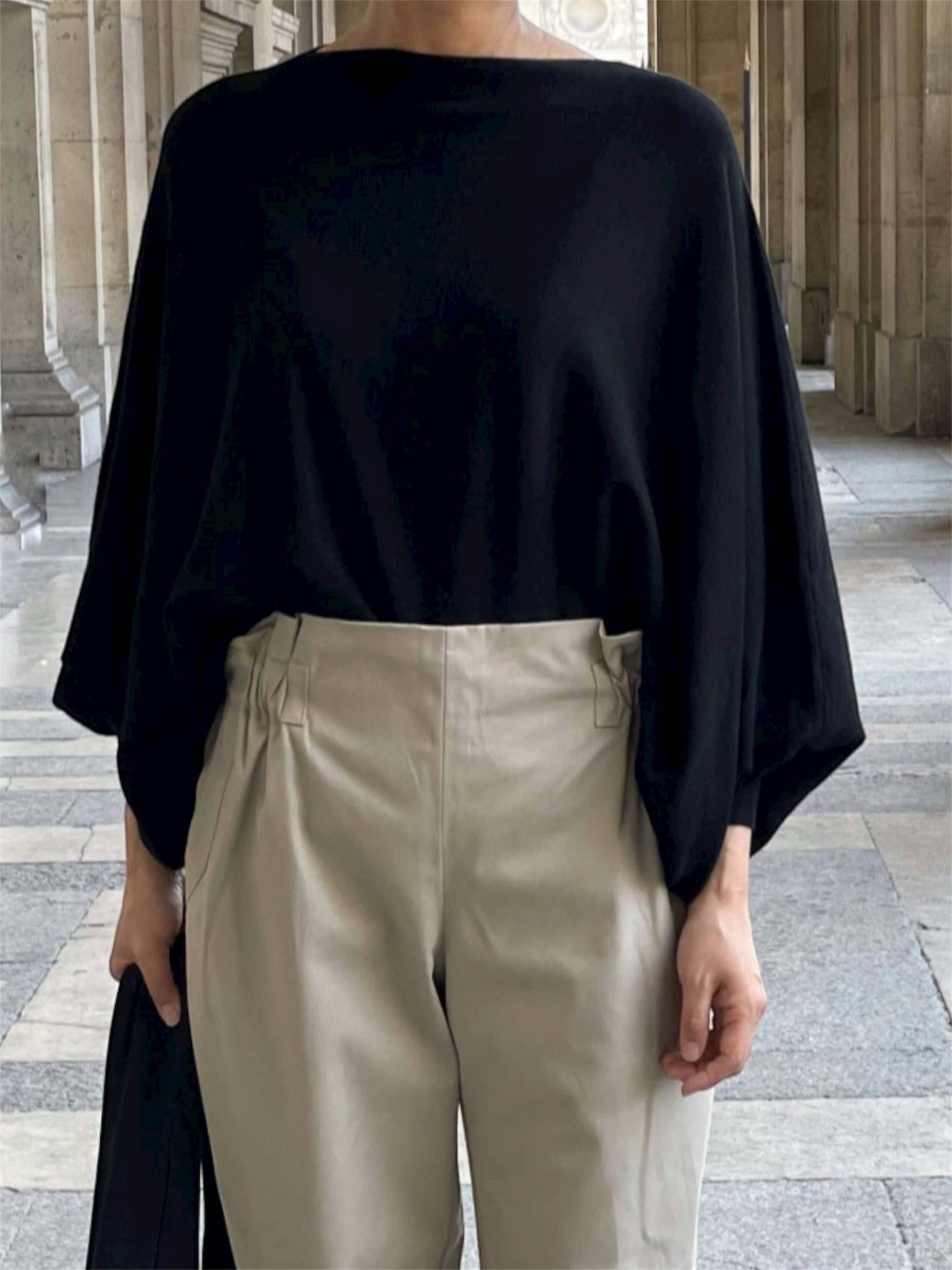 Pull en cachemire Noir manches chauve-souris