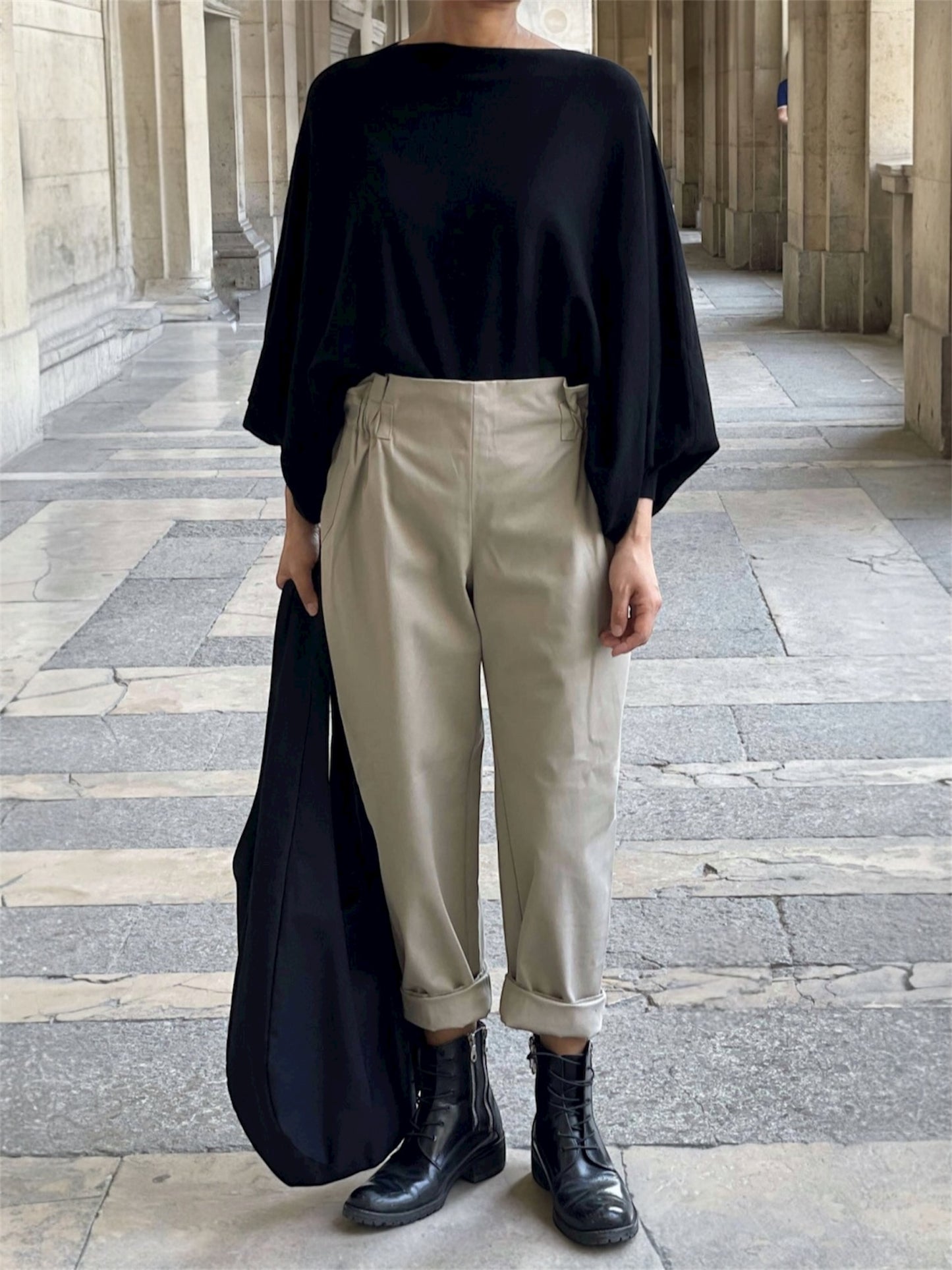 Pull en cachemire Noir manches chauve-souris