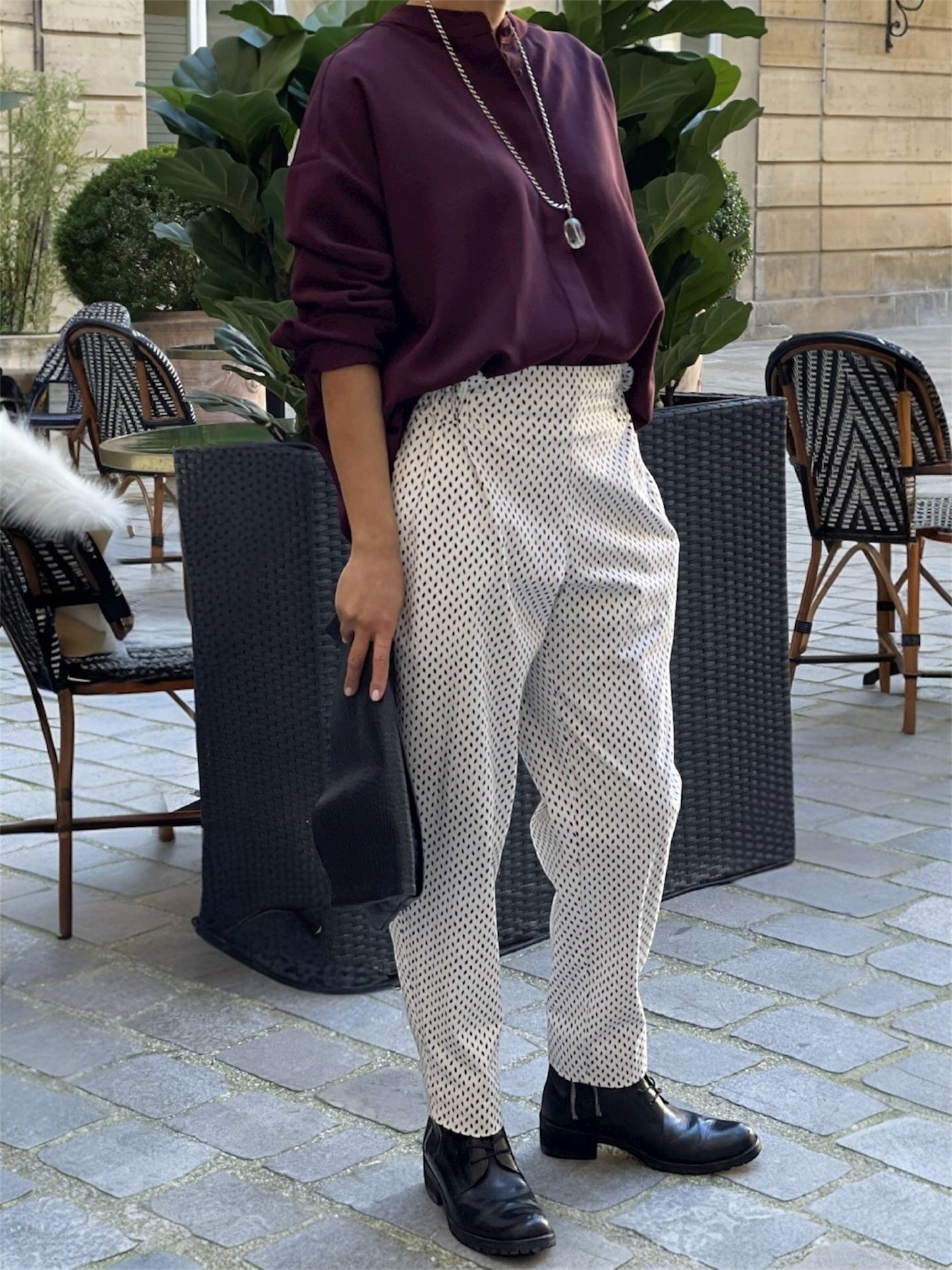 Pantalon cigarette imprimé losanges