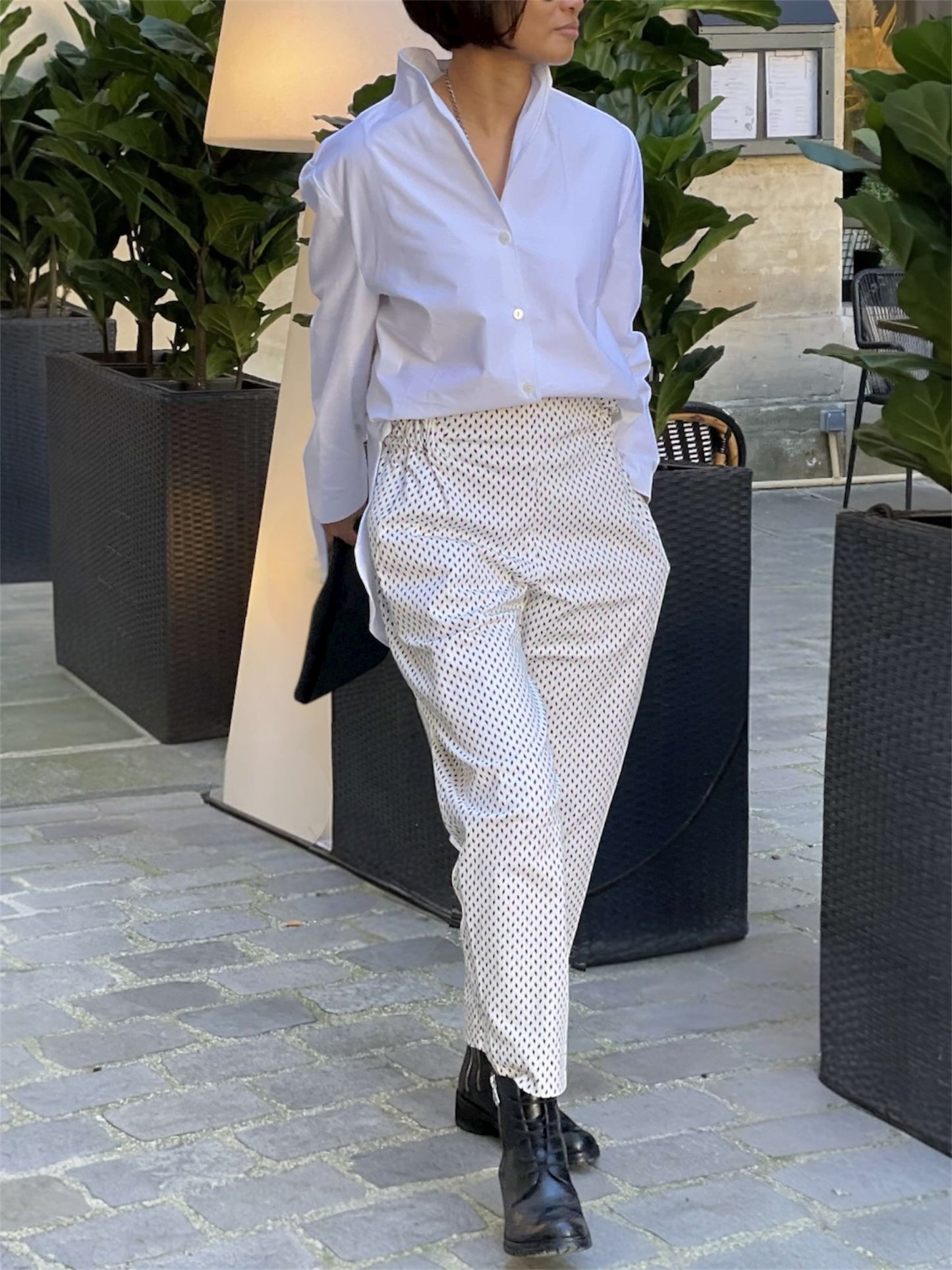 Pantalon cigarette imprimé losanges