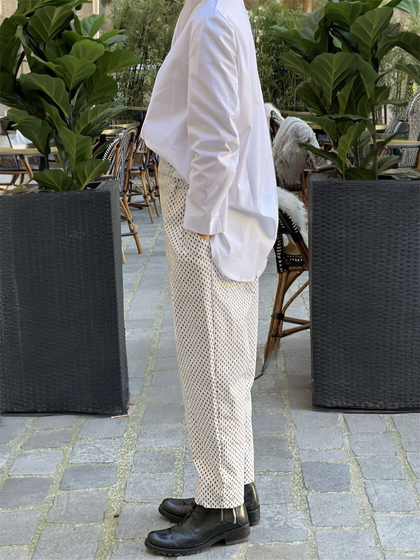 Pantalon cigarette imprimé losanges