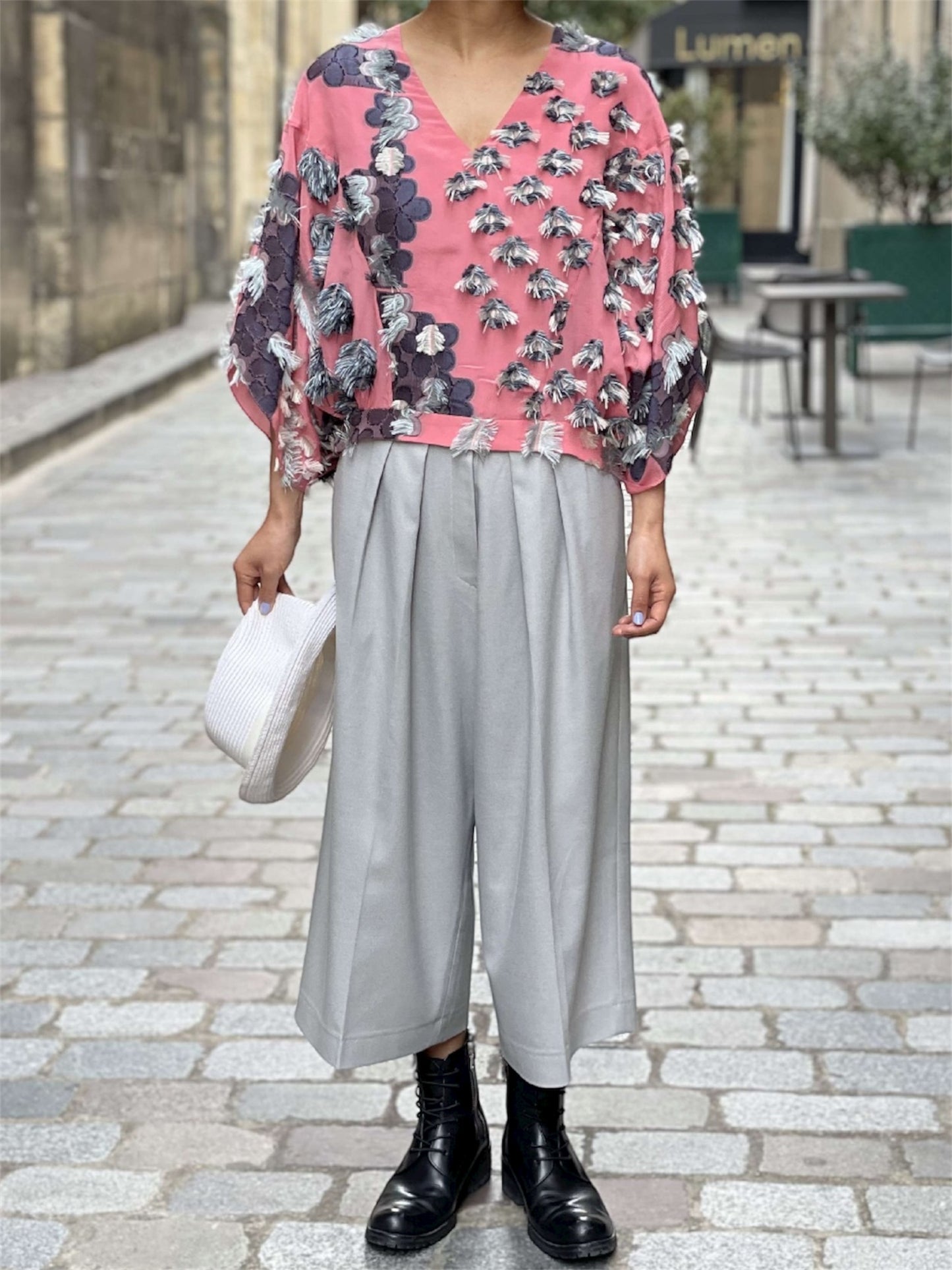 Pantalon large raccourci