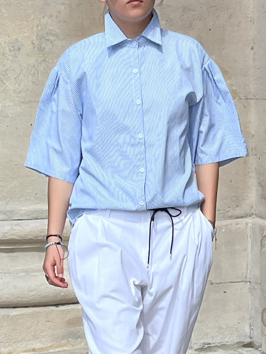 Chemise rayures bleues manches courtes