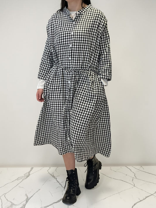 Robe Vichy froncée à ruban