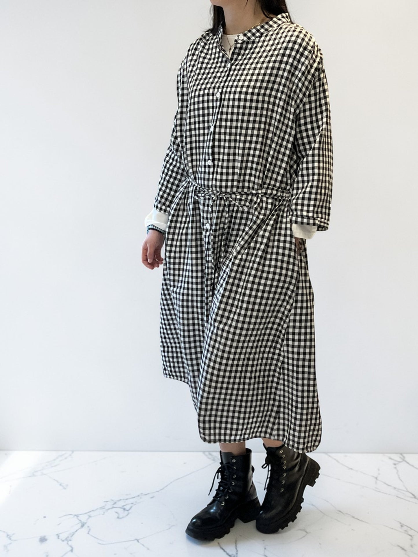 Robe Vichy froncée à ruban