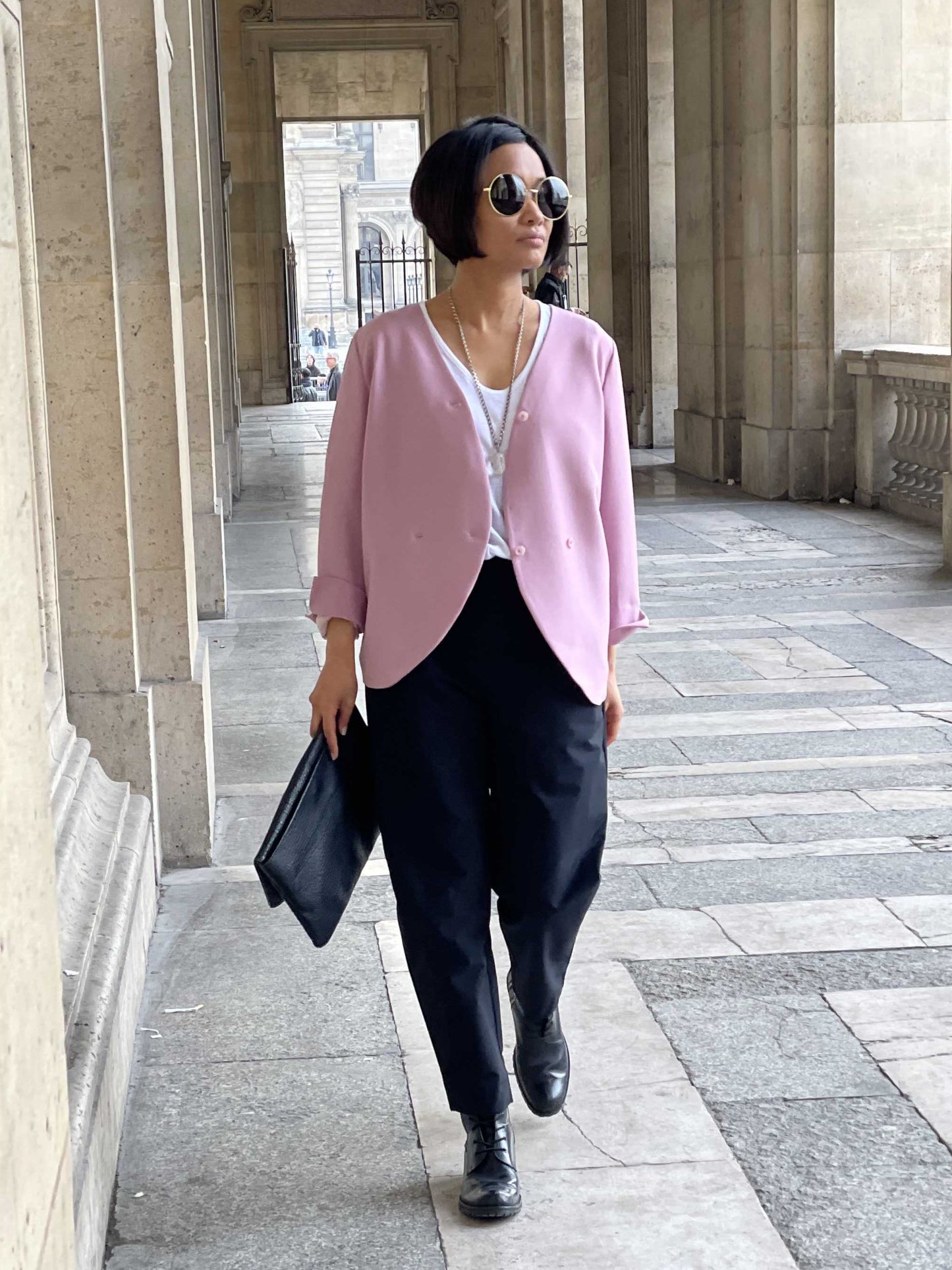 Veste croisée sans col