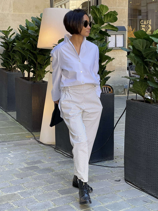 Pantalon cigarette imprimé losanges