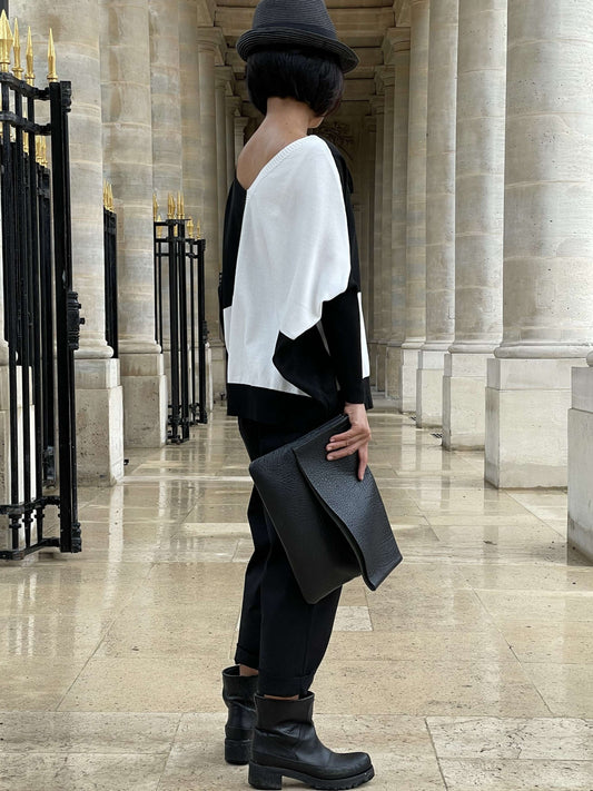 Pull asymétrique manches Chauve-souris