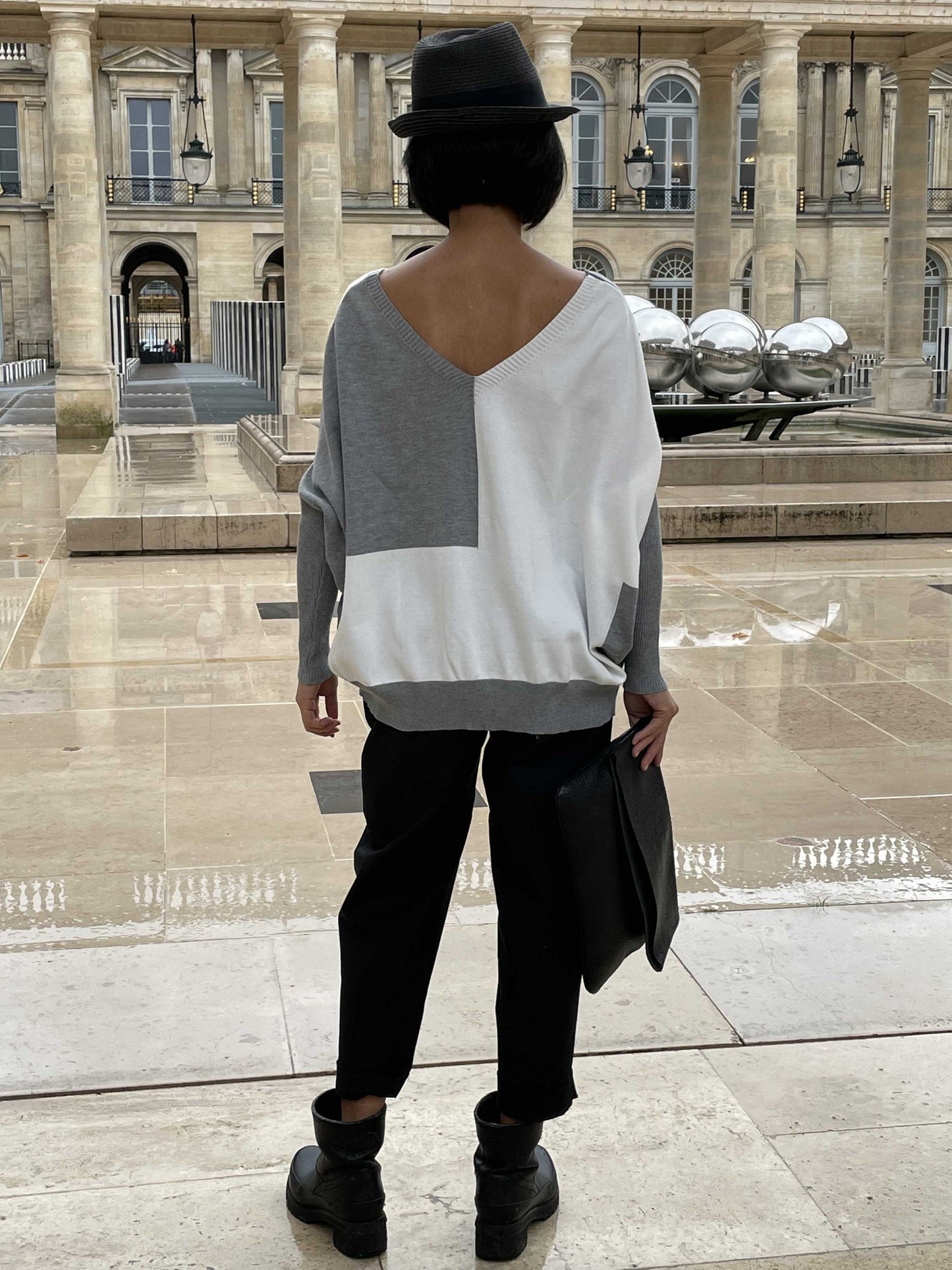 Pull asymétrique manches Chauve-souris