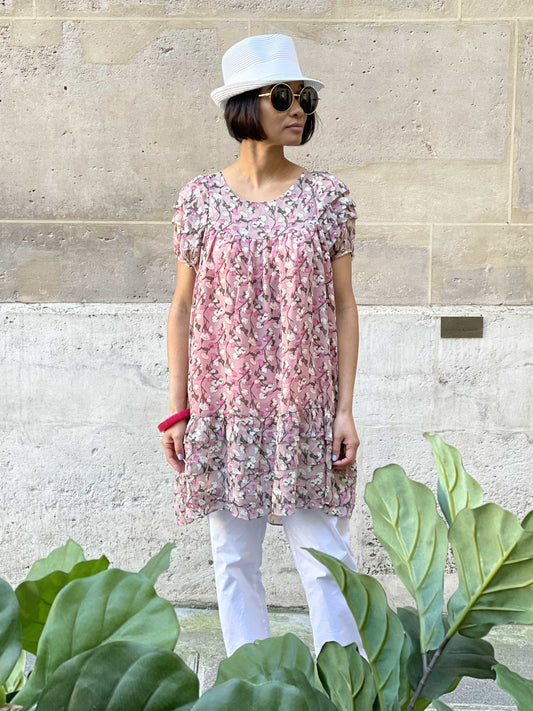 Robe rose imprimé floral