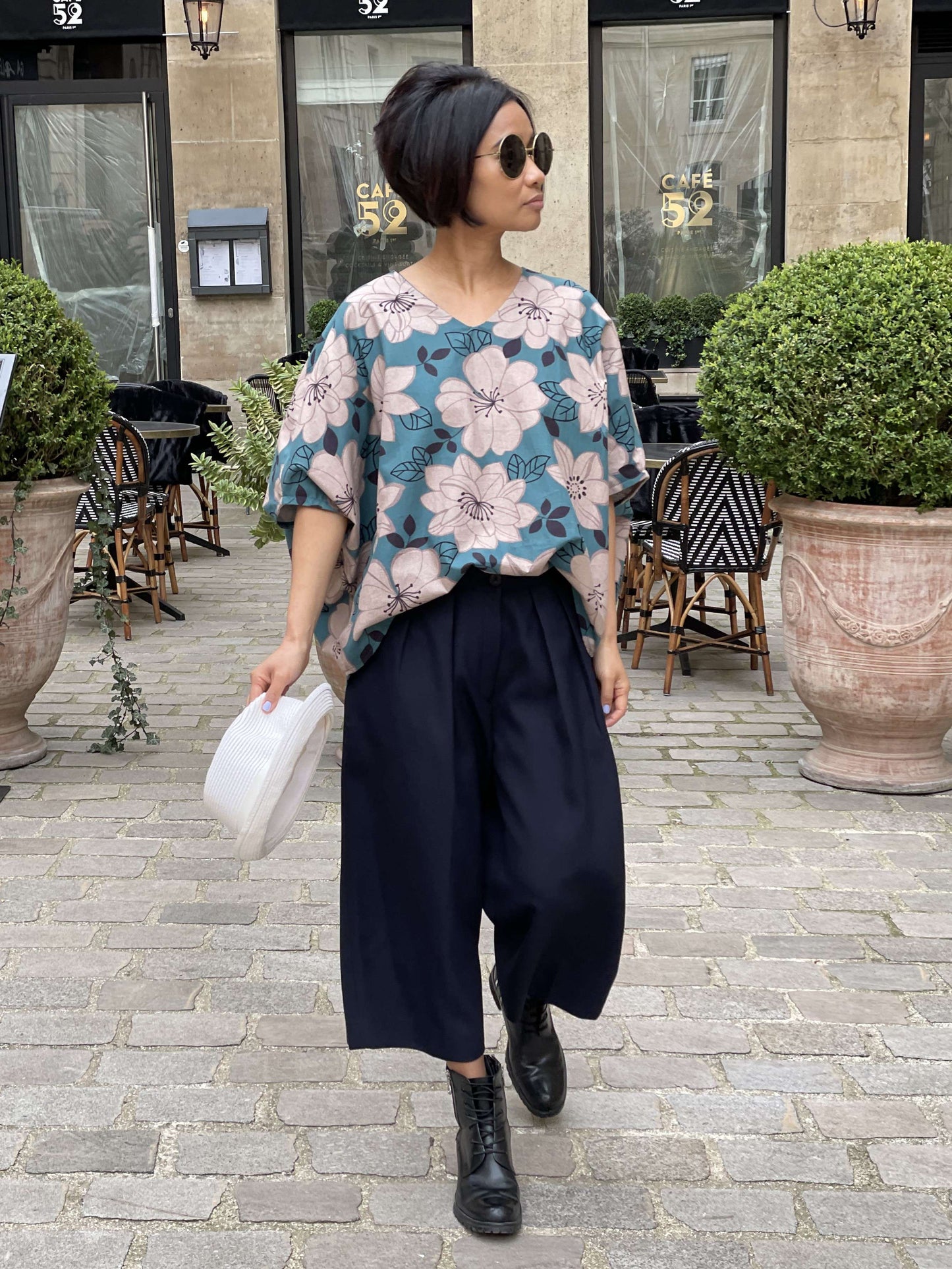 Pantalon large raccourci