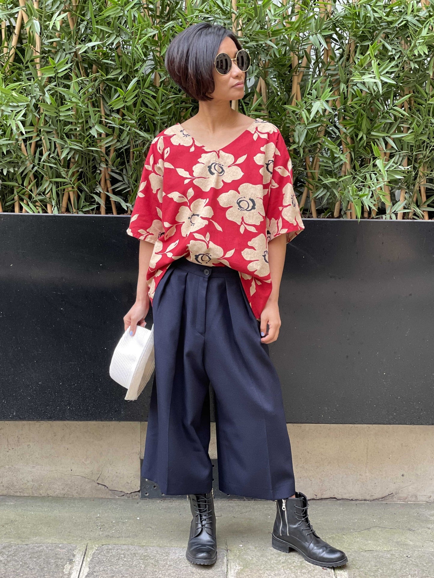 Pantalon large raccourci
