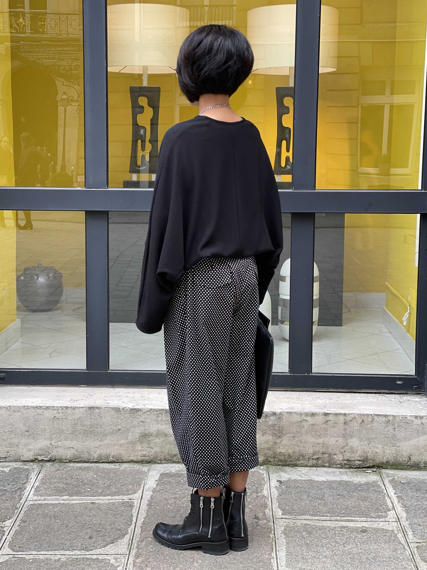 Pantalon cigarette à pois